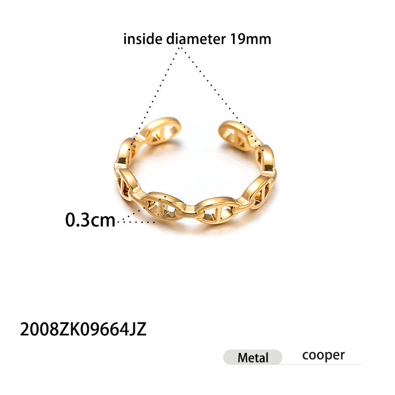 Wholesale light luxury versatile brass gold plated zircon ring