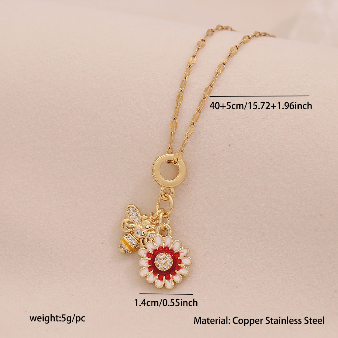 Wholesale Four-leaf Clover Pendant Color-Retaining DIY Heart  Necklace