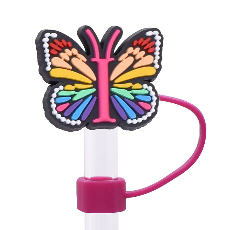 Wholesale Random 100pcs Creative DIY butterfly letters Straw Cover Straw Tube Cap