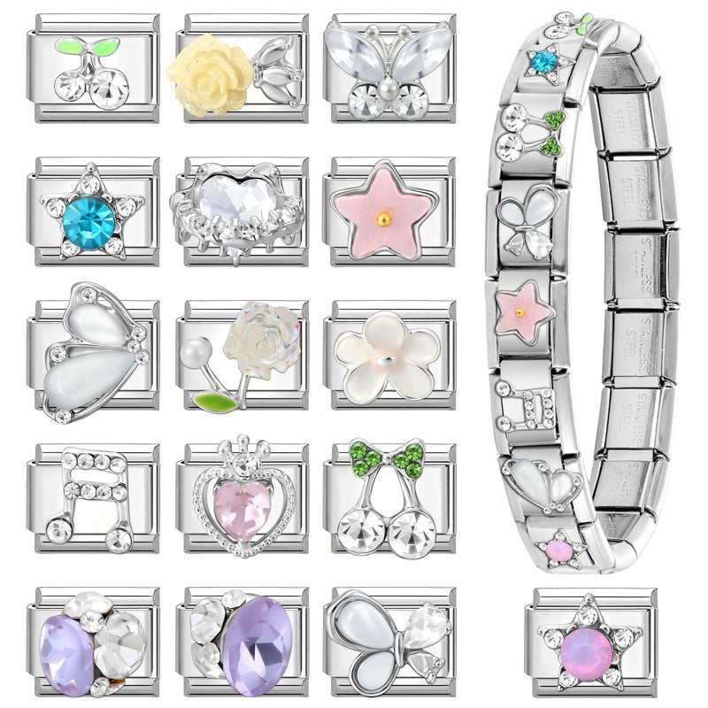 Wholesale Italian Charm Bracelet 9mm DIY Splicing Cute Creative Stainless Steel Composable Bracelet
