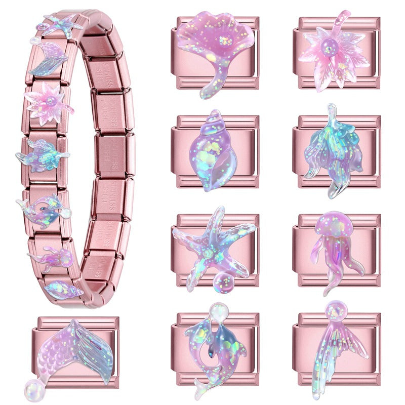 Wholesale 9mm Italian Charm Starter Bracelets DIY Ocean Fishtail Stainless Steel Composable Bracelet