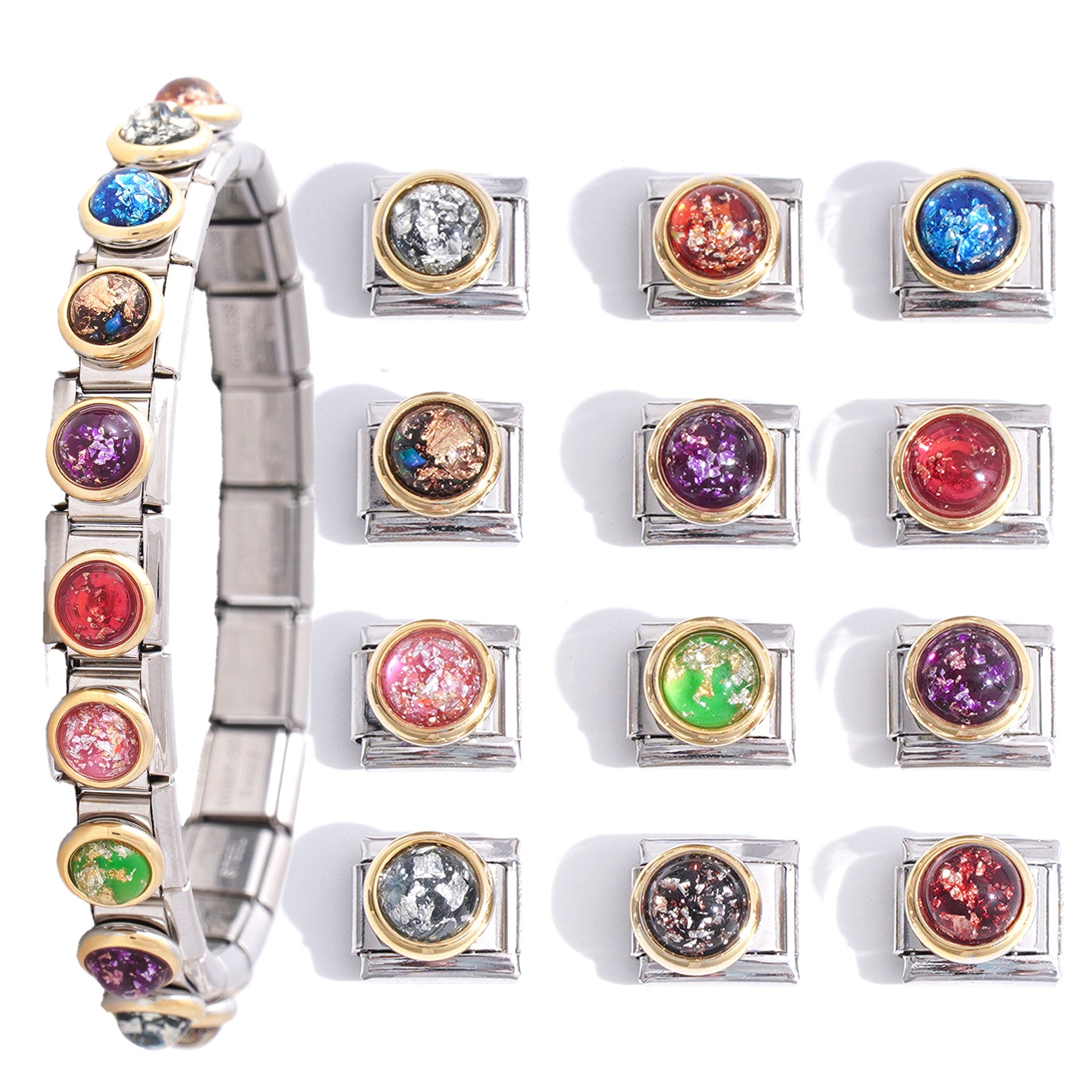 Wholesale  9mm Italian Charm Starter Bracelets DIY square Single Section Creative Stainless Steel Composable Bracelet