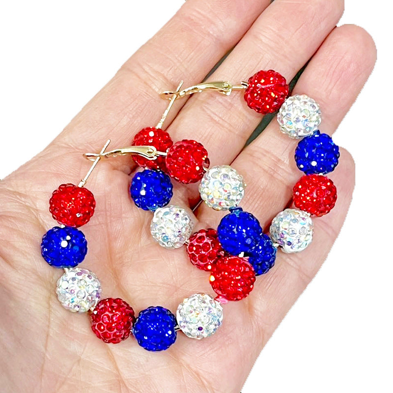 Wholesale  Independence Day  Tassel Shiny Earrings