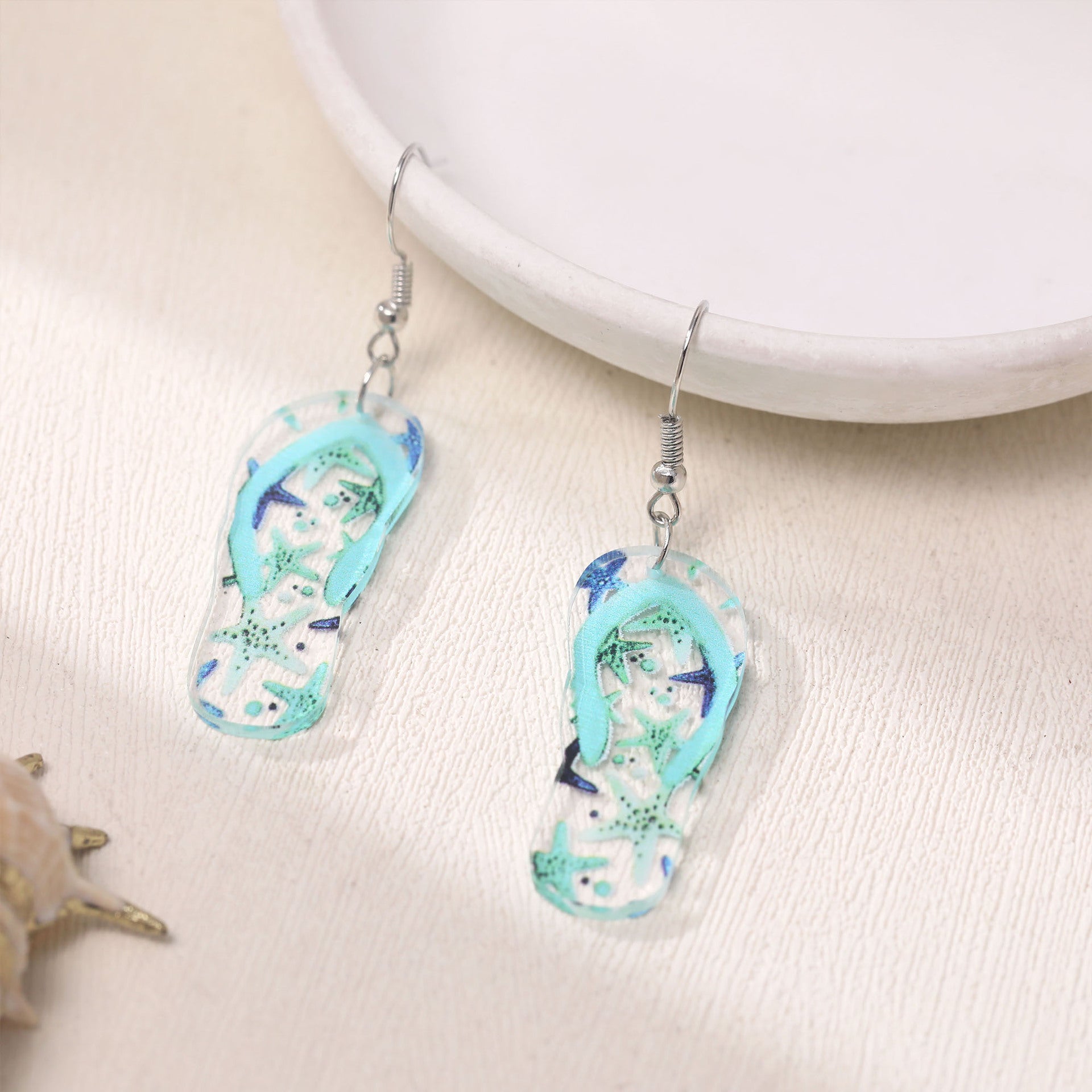 Wholesale Acrylic blue slippers earrings