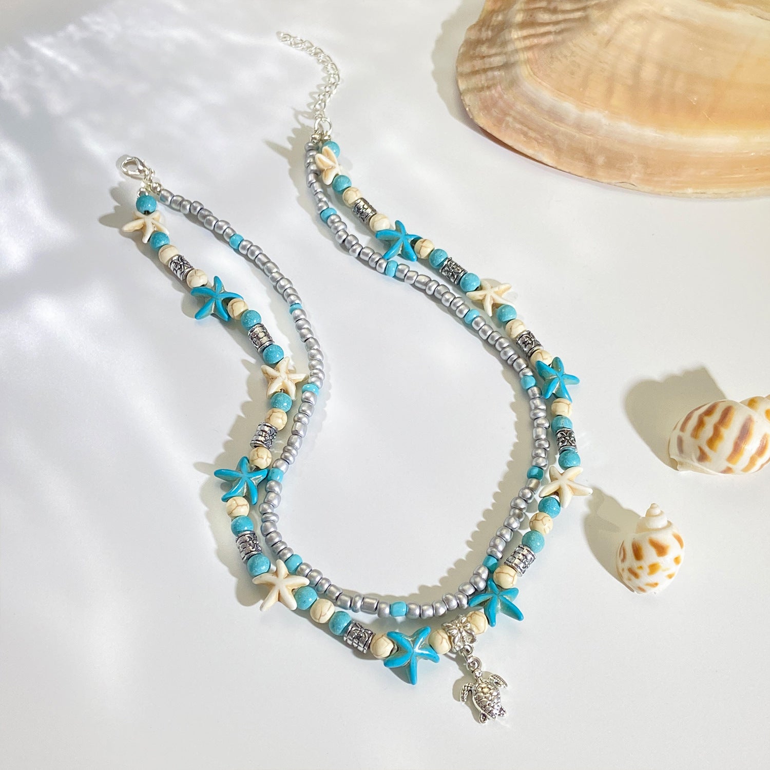 Wholesale  bohemian turtle pendant starfish necklace
