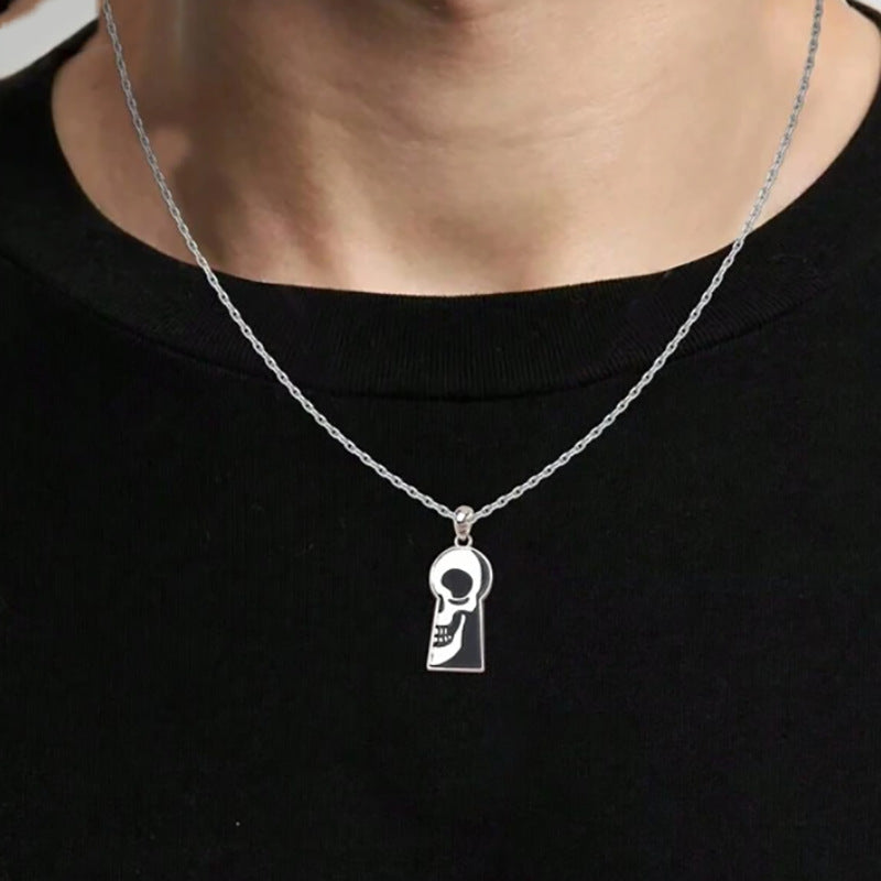 Wholesale  skull ghost half face necklace