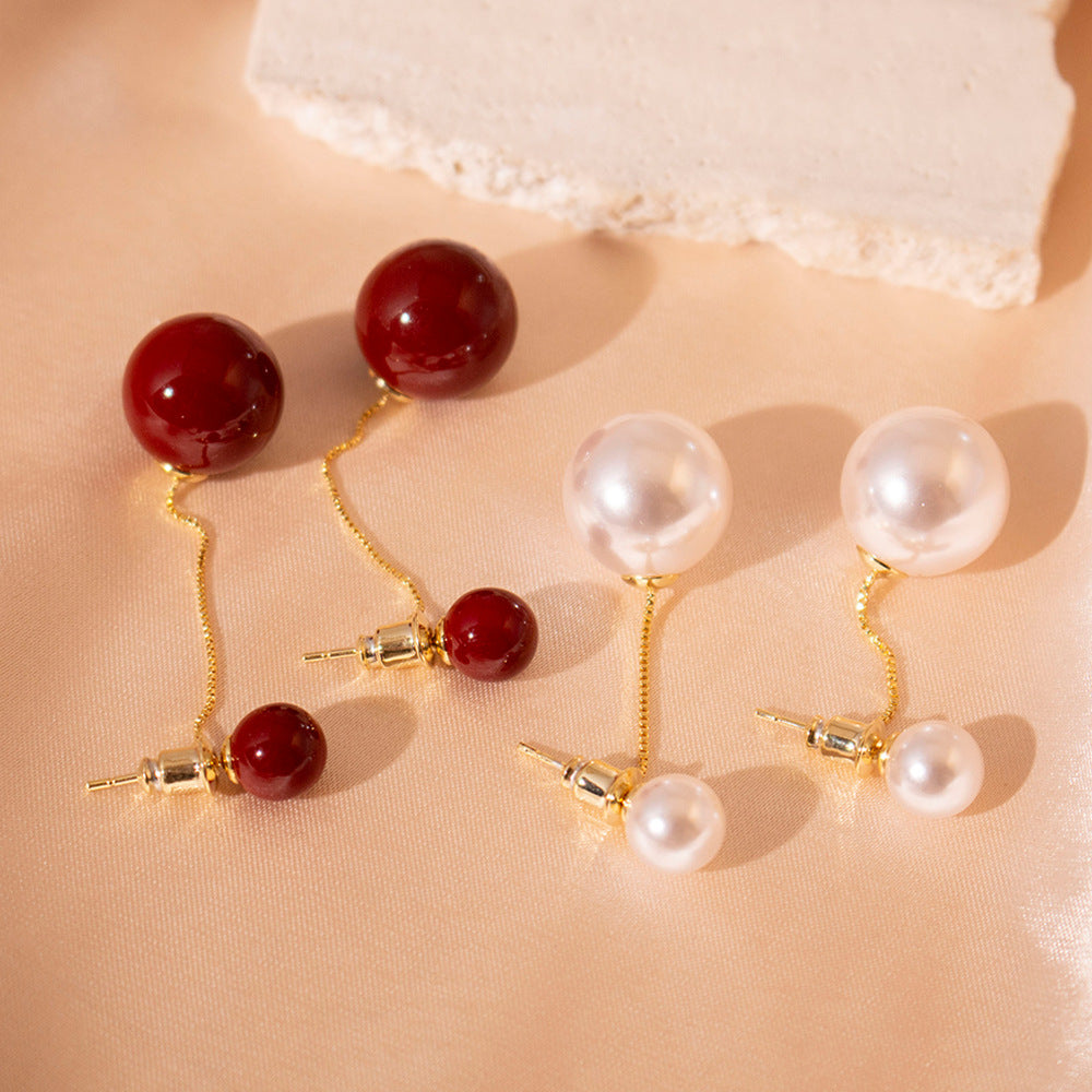 Wholesale long pearl tassel earrings  elegant earrings