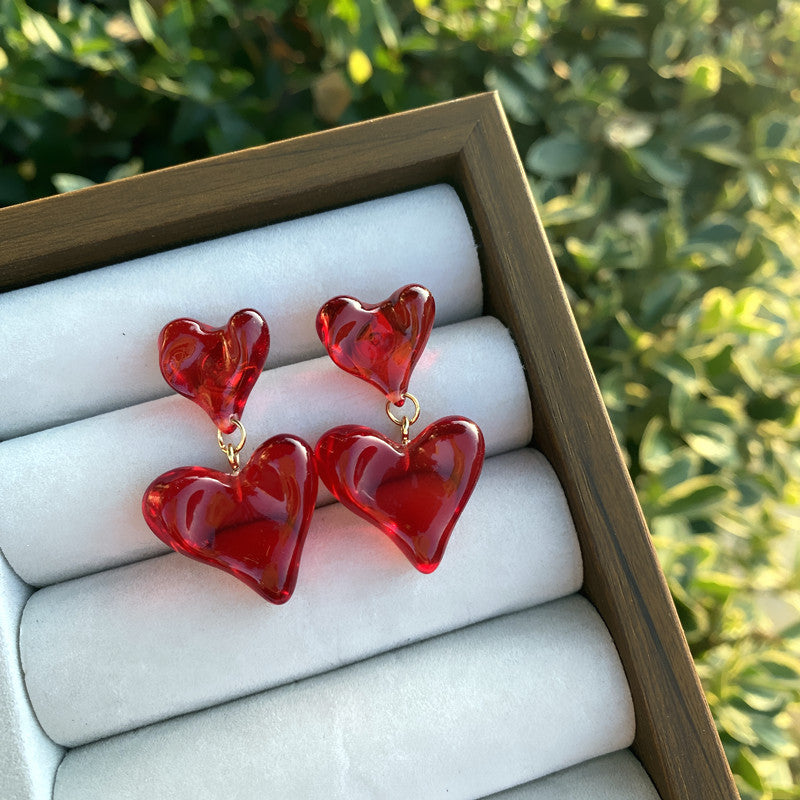 Wholesale Valentine's Day  Burgundy Resin Earrings ACC-ES-ChouT011