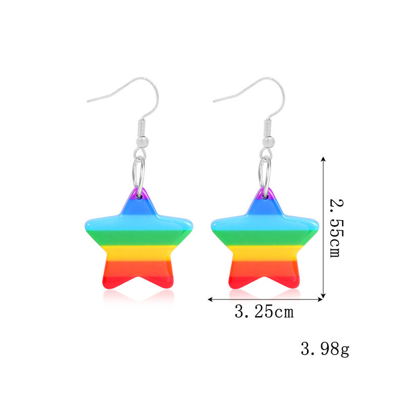 Wholesale LGBT Pride Month Rainbow Alloy Earrings ACC-ES-BinLi002
