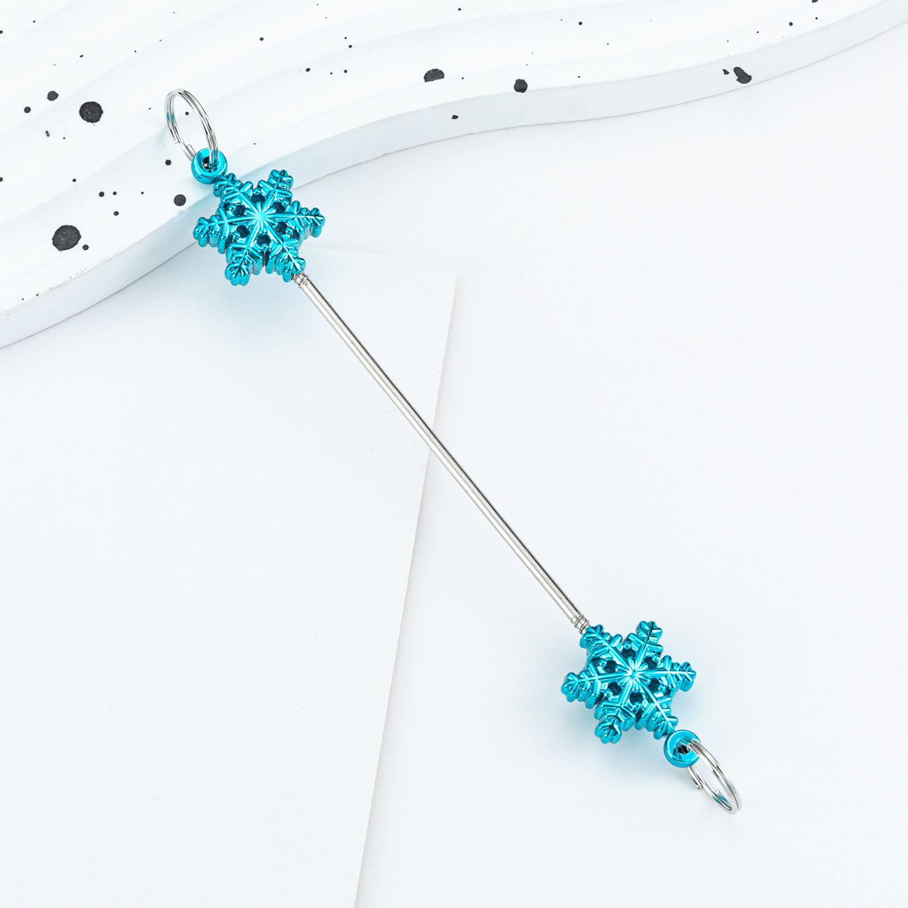 Wholesale  DIY Christmas Snowflake  Beadable Keychain