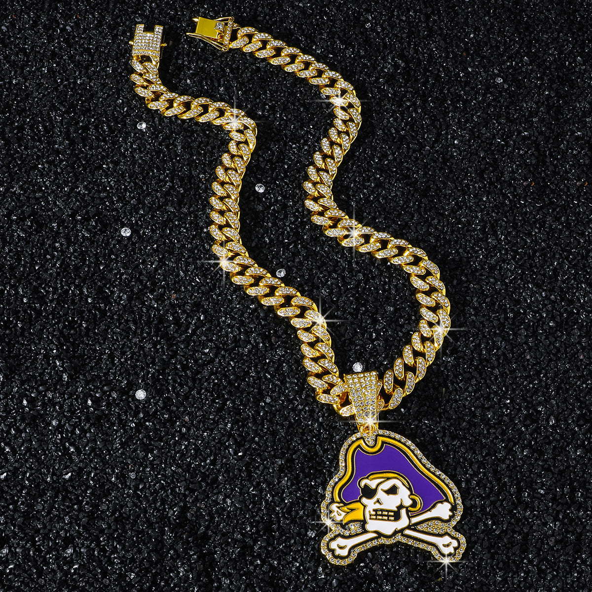 Wholesale Electroplated Zinc Alloy Men' s Hip-hop Diamond-cut Chain Pendant Necklace Fashion Accessory