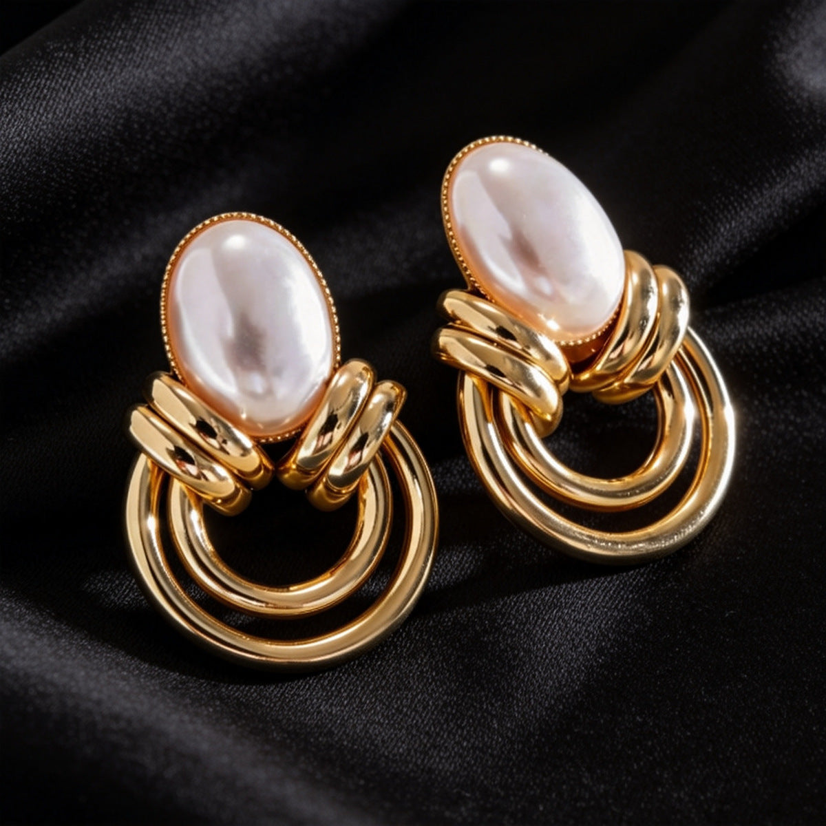 Wholesale Retro Bohemian Geometric Imitation Pearl Earrings,  Trendy Jewelry Accessory for Gift or Boutique Resale
