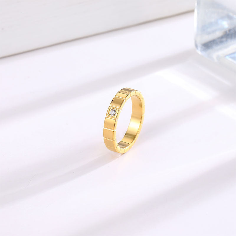 Wholesale Steel-titanium wide diamond ring