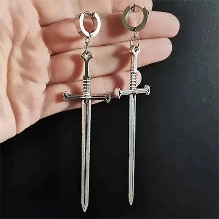 Wholesale Alloy Electroplated Retro Sword Earrings Trendy Unisex Fashion Accessory