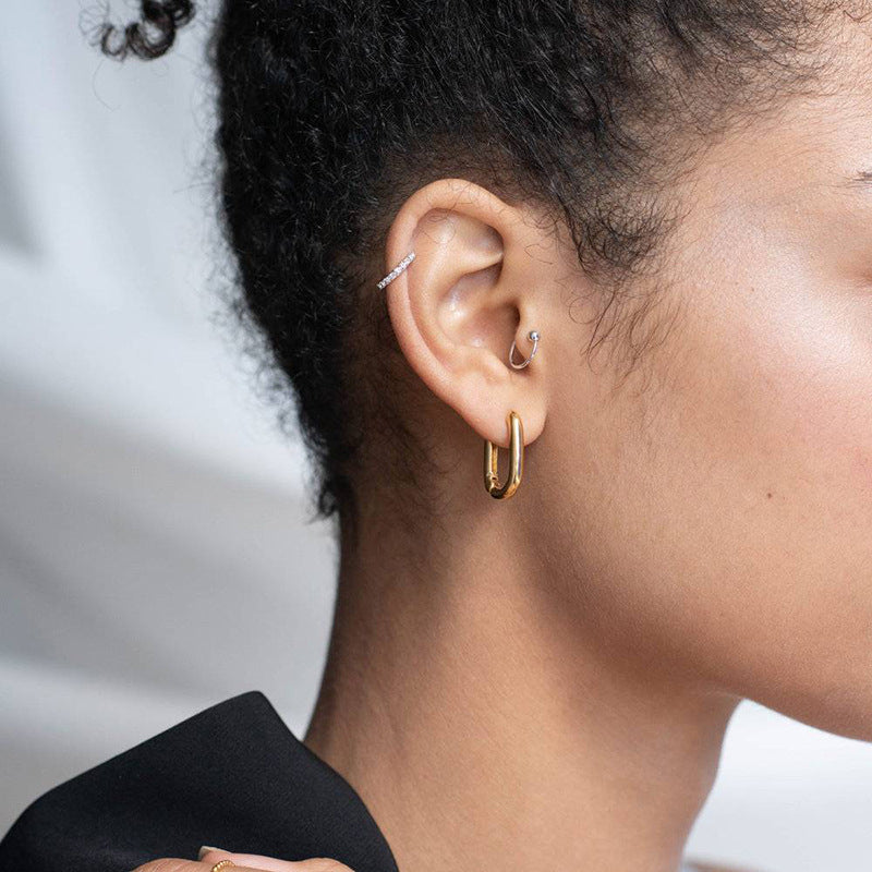 Wholesale S925 Sterling Silver U-shaped Oval Earrings