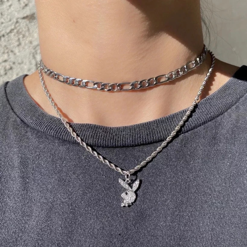 Wholesale  stainless steel rabbit Hip-hop necklace