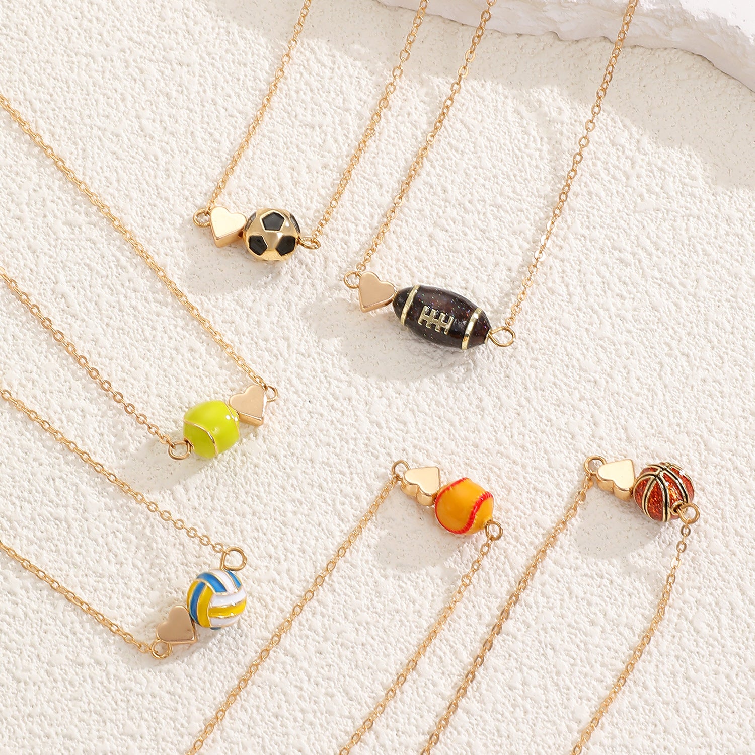 Wholesale Love Basketball Necklace Sports Style Rugby Volleyball Baseball Necklace