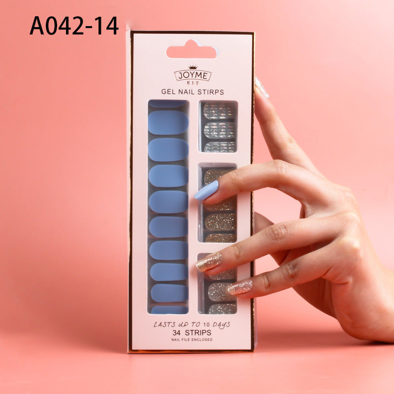 Wholesale Plastic Nail Stickers, Waterproof, Baking Free, Solid Color Nail Stickers, 34 Stickers Without Curling Edges ACC-NS-XKQ007