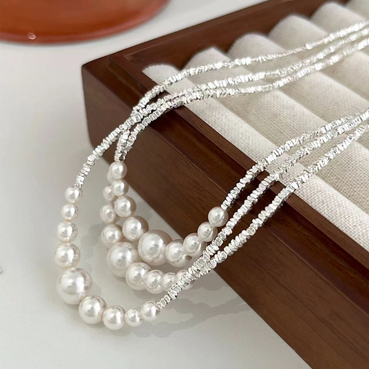 Wholesale Silver Pearl Necklace Elegant French Style Women S Fashion Jewelry Accessory Gift