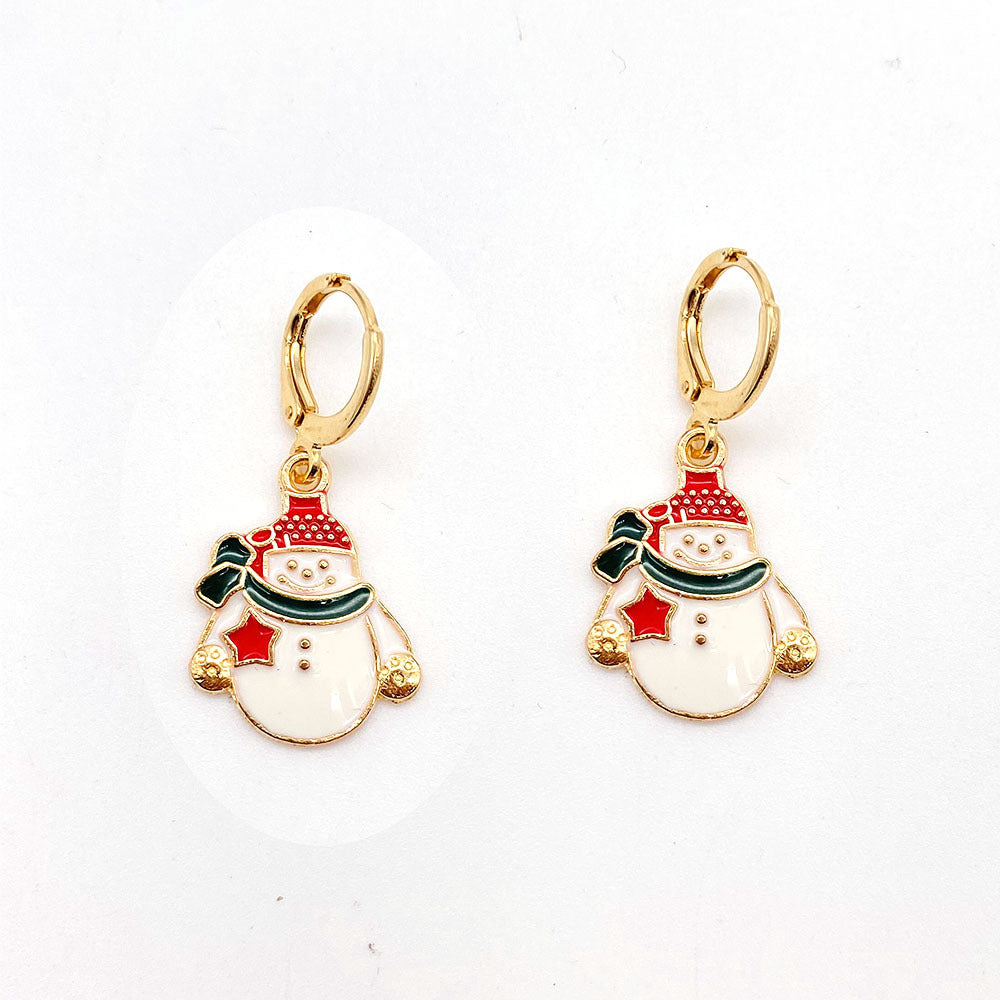 Wholesale Christmas Alloy Christmas Tree Snowman Oil Drop Pendant Earrings ACC-ES-ChenY067