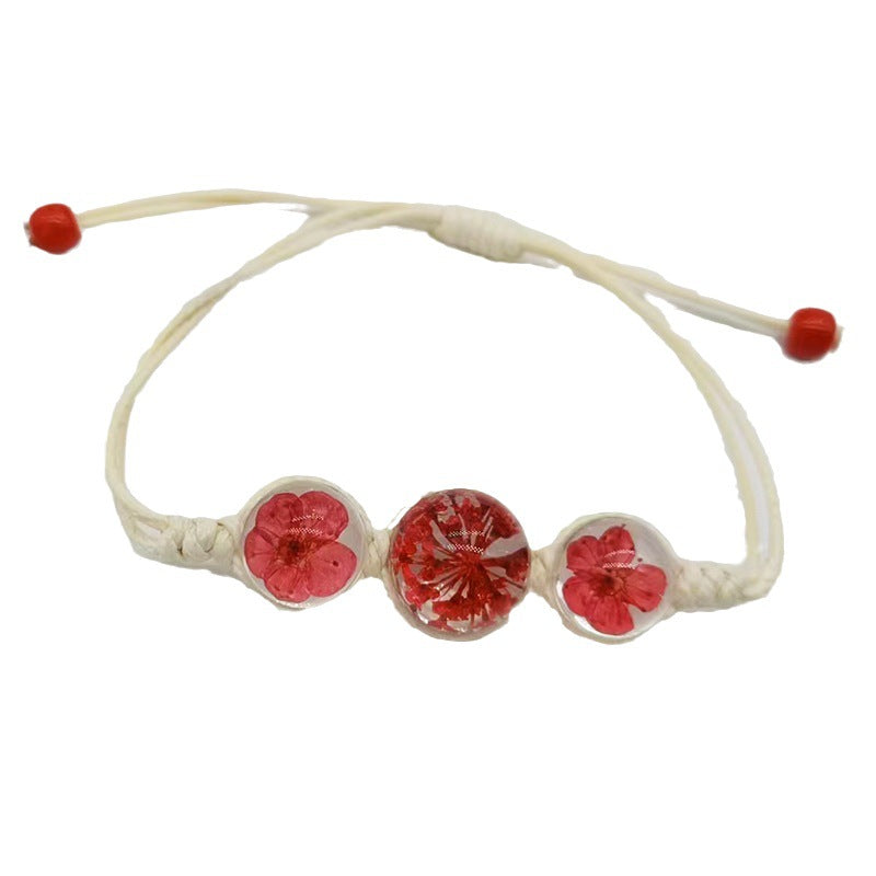 Wholesale Cherry Blossom Plum Blossoms Gypsophila Hand-woven Natural Real Flower Bracelet Rope ACC-BT-Youl007
