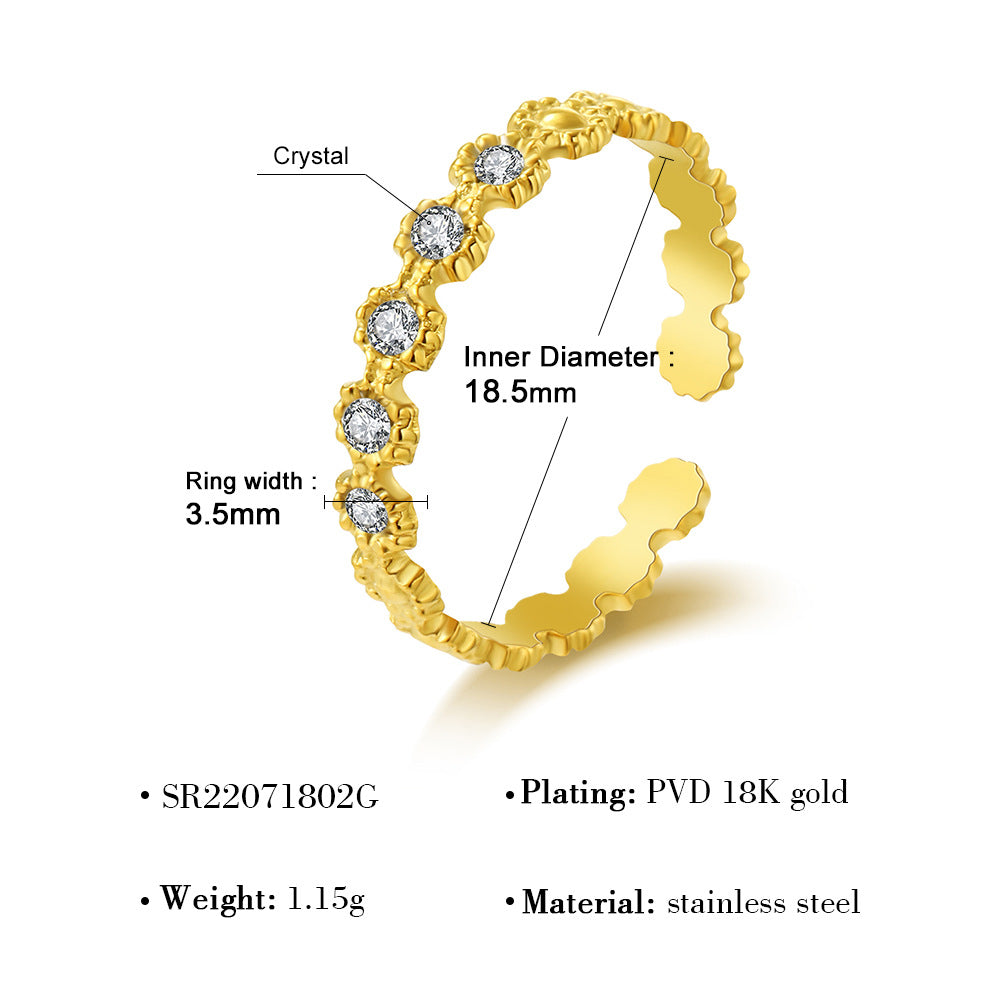Wholesale White Zircon Titanium Steel Ring