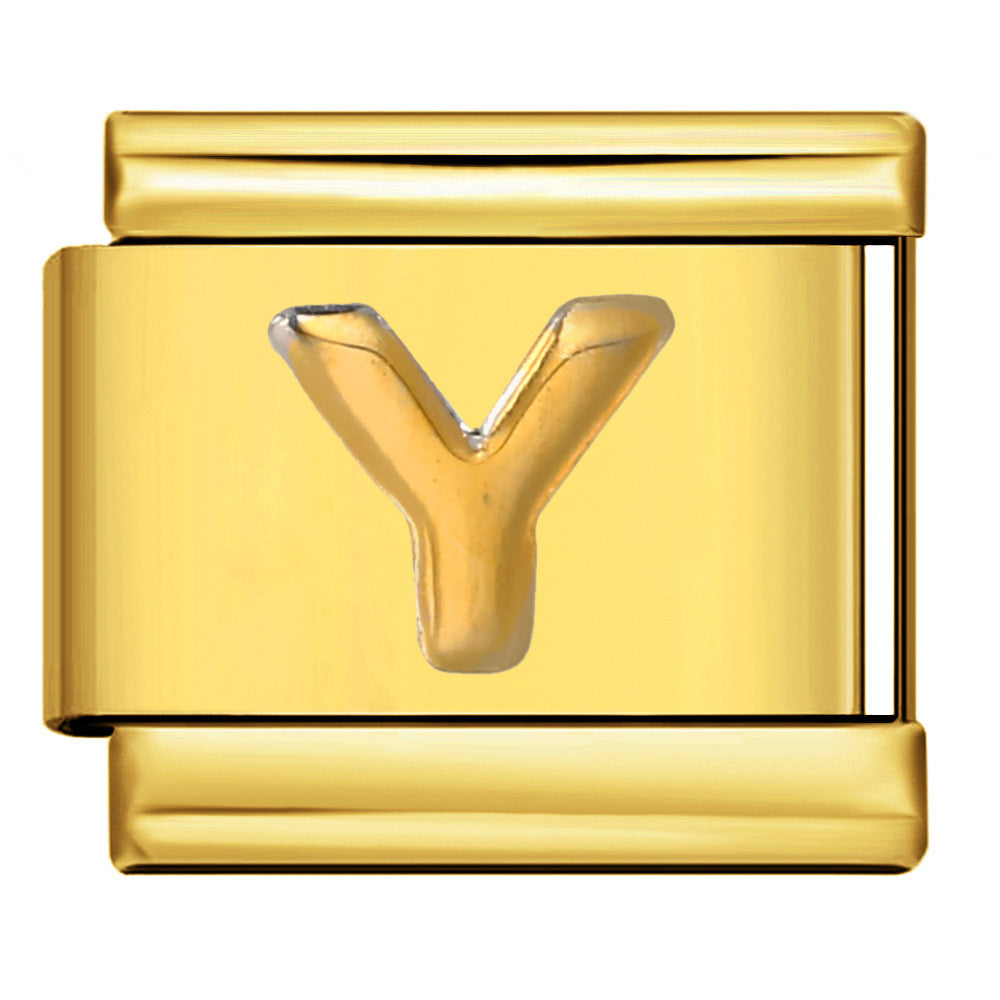 Wholesale Italian Charm Bracelet 9mm DIY Splicing Removable Raised Letters Stainless Steel Composable Bracelet