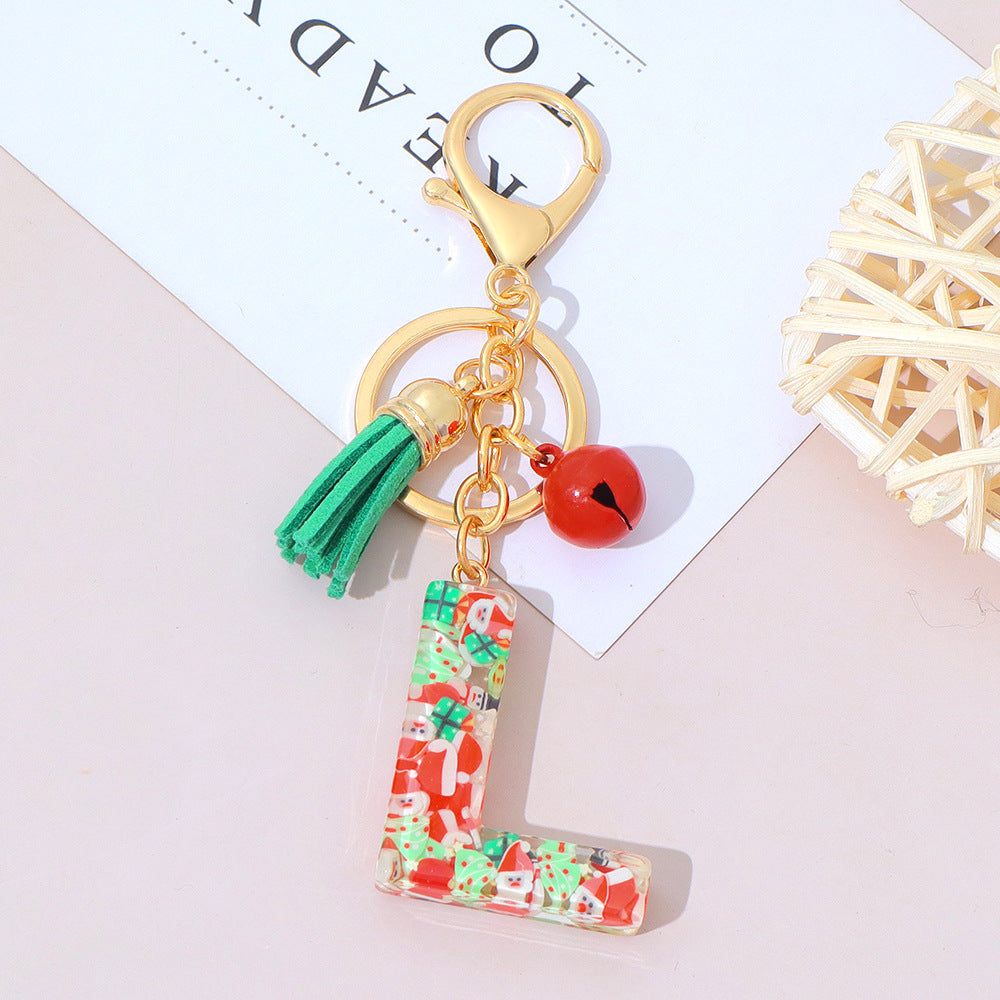 Wholesale Resin English Letter Keychain with Tassel Festive Holiday Party Bag Charm