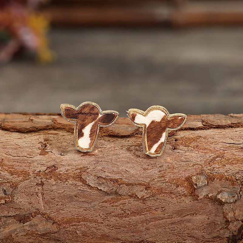 Wholesale  retro Western style cow head earrings