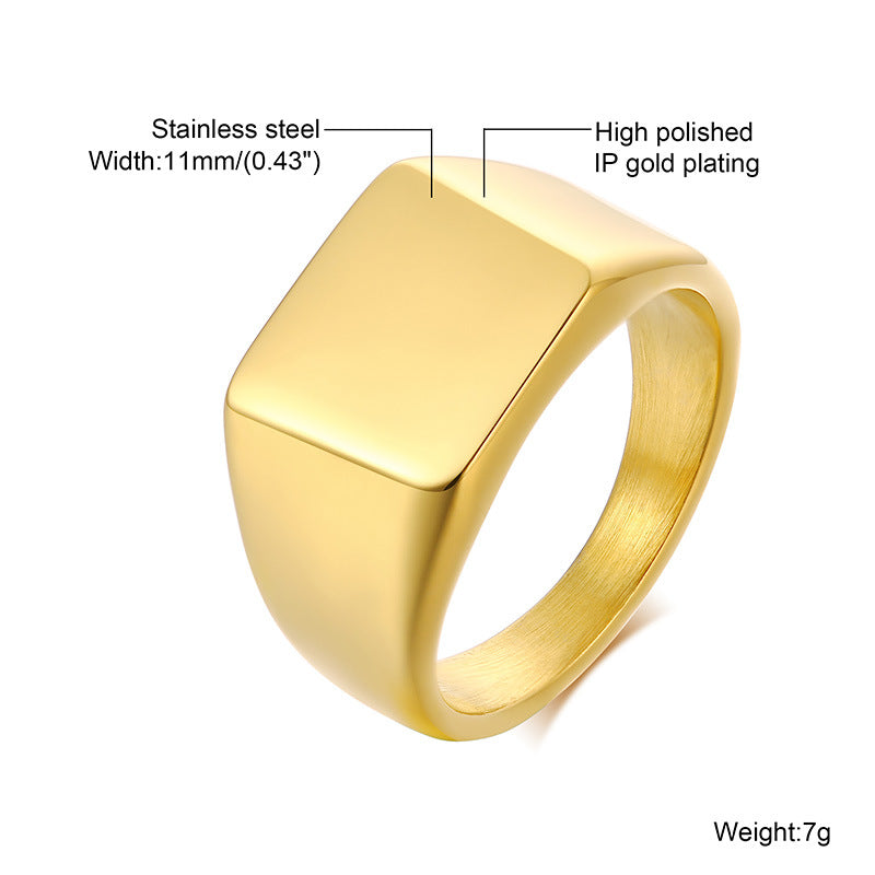 Wholesale Ring Stainless Steel Unisex Seal Gold Glossy ACC-RS-HuaLanXin005