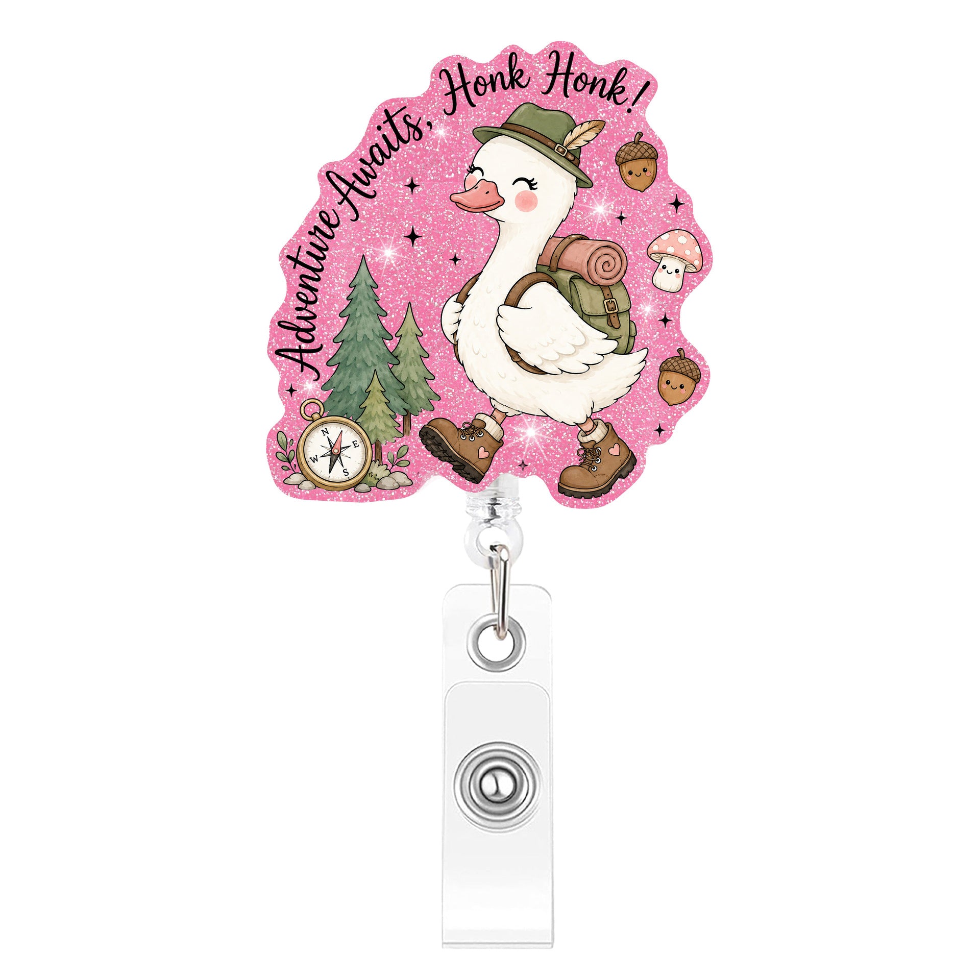 Wholesale Plastic Retractable Badge Clip Pink Goose Design Stylish Office ID Card Holder And Everyday Work Accessory