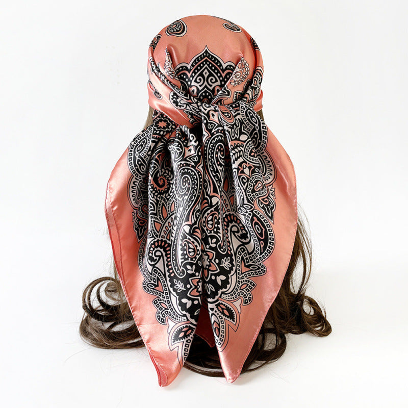 Wholesale Cashew Flower Silk Scarf 90cm Turban Silk Scarf