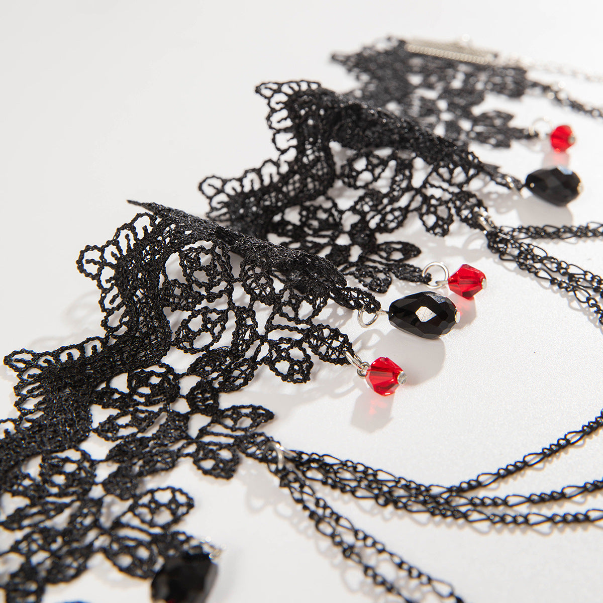 Wholesale Multi-layer Lace Tassel Collar Dark Gothic Black Bead Necklaces