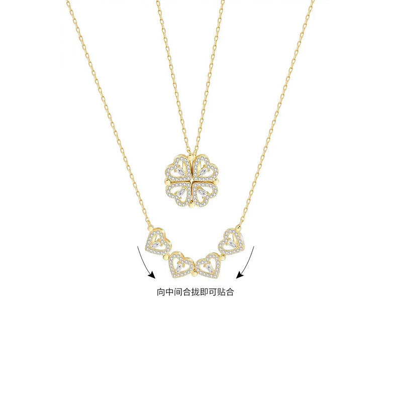 Wholesale Four-leaf Clover Love Titanium Steel Necklace