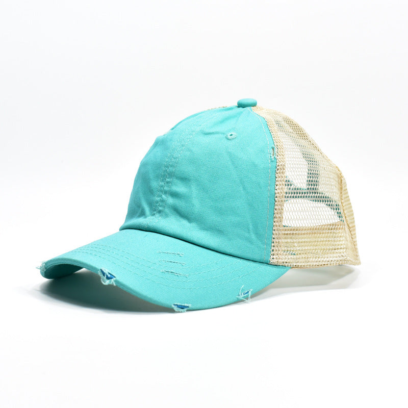 Wholesale Mesh Hat Cotton Ripped Ponytail Baseball Cap ACC-HT-XinMao001