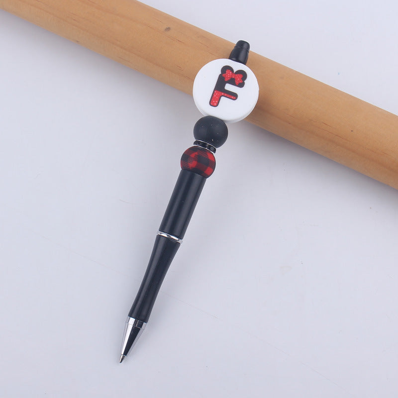 Wholesale  handmade beaded pen DIY creative silicone teether English letter  ballpoint pen