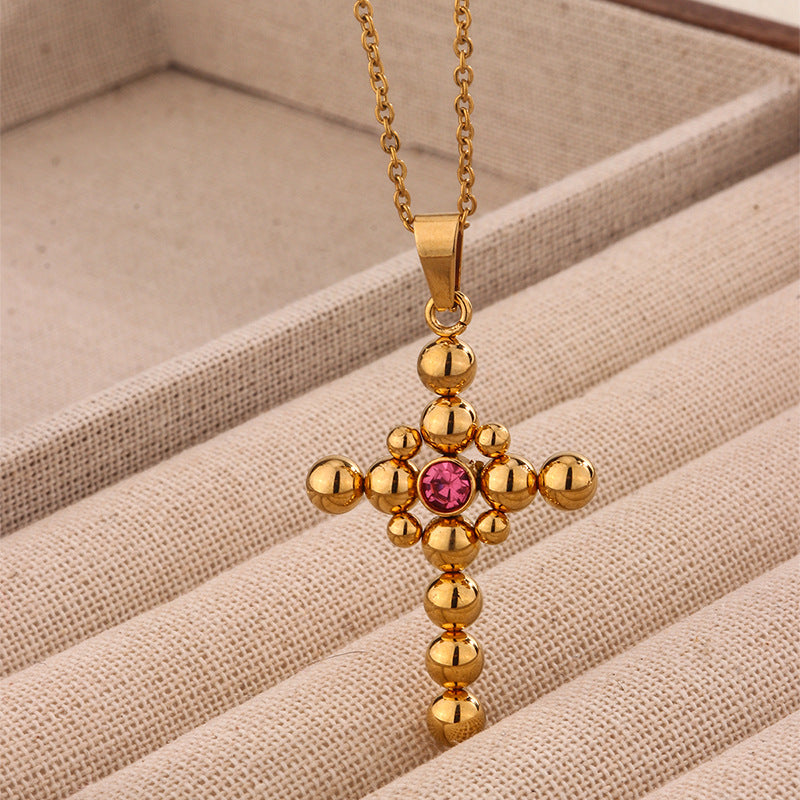 Wholesale Retro Gold   Pendant Zircon Stainless Steel Necklace