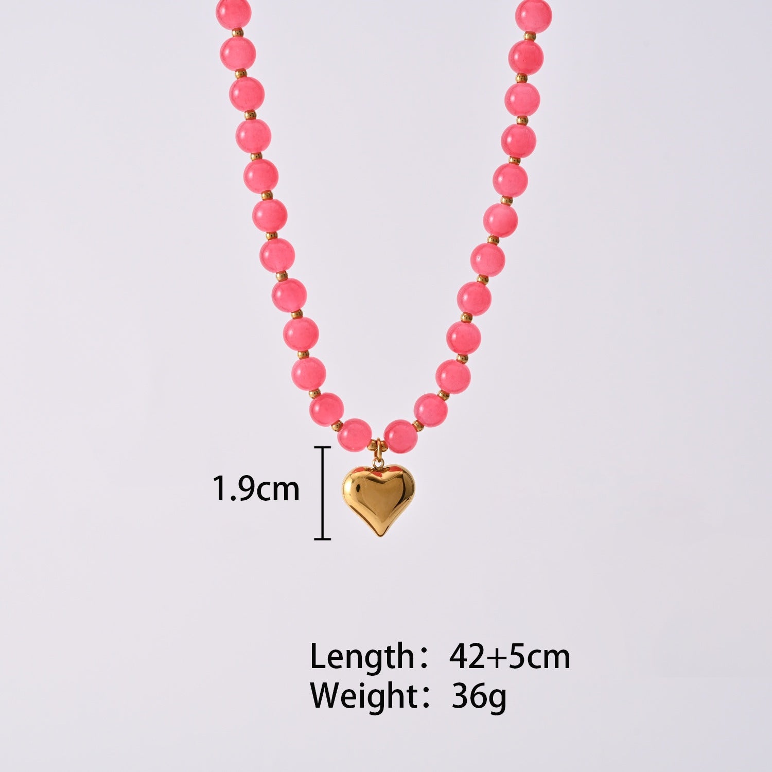 Wholesale Pink Heart Glass Beaded Necklace Fashion Jewelry Accessory For Wedding Proposal Gift