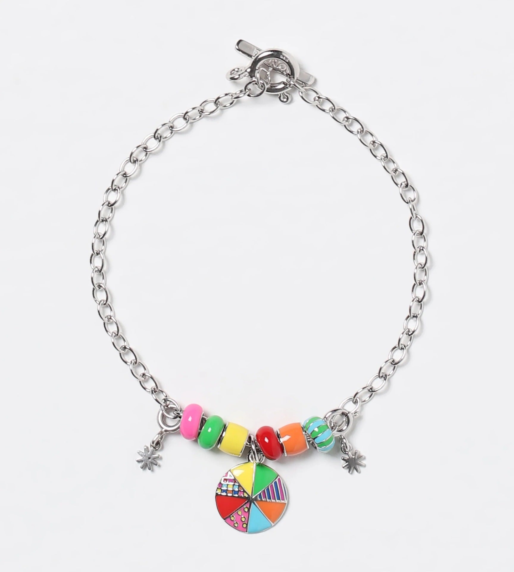 Wholesale Stainless steel oil dripping beaded multi-pendant colorful diamond bracelet