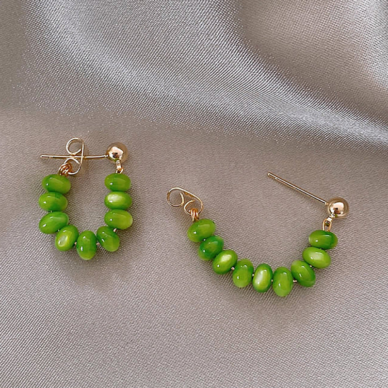 Wholesale White Opal U-shaped Polka Dot Earrings Fashion Accessory Boutique Resale