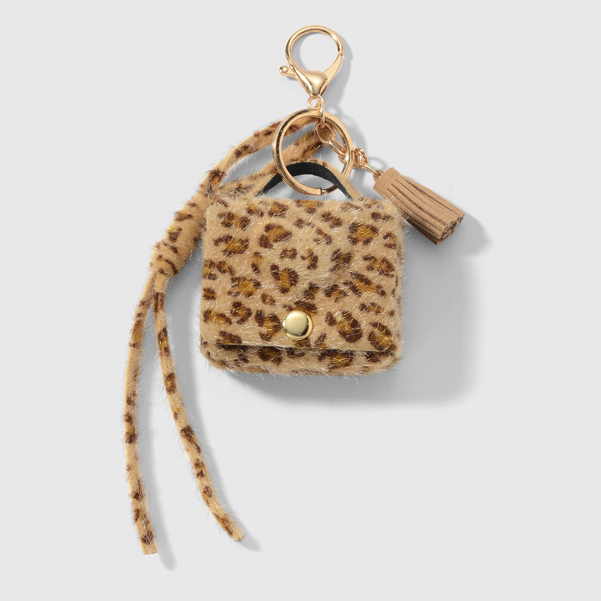 Wholesale Zinc alloy vintage leopard print bowknot small bag keychain