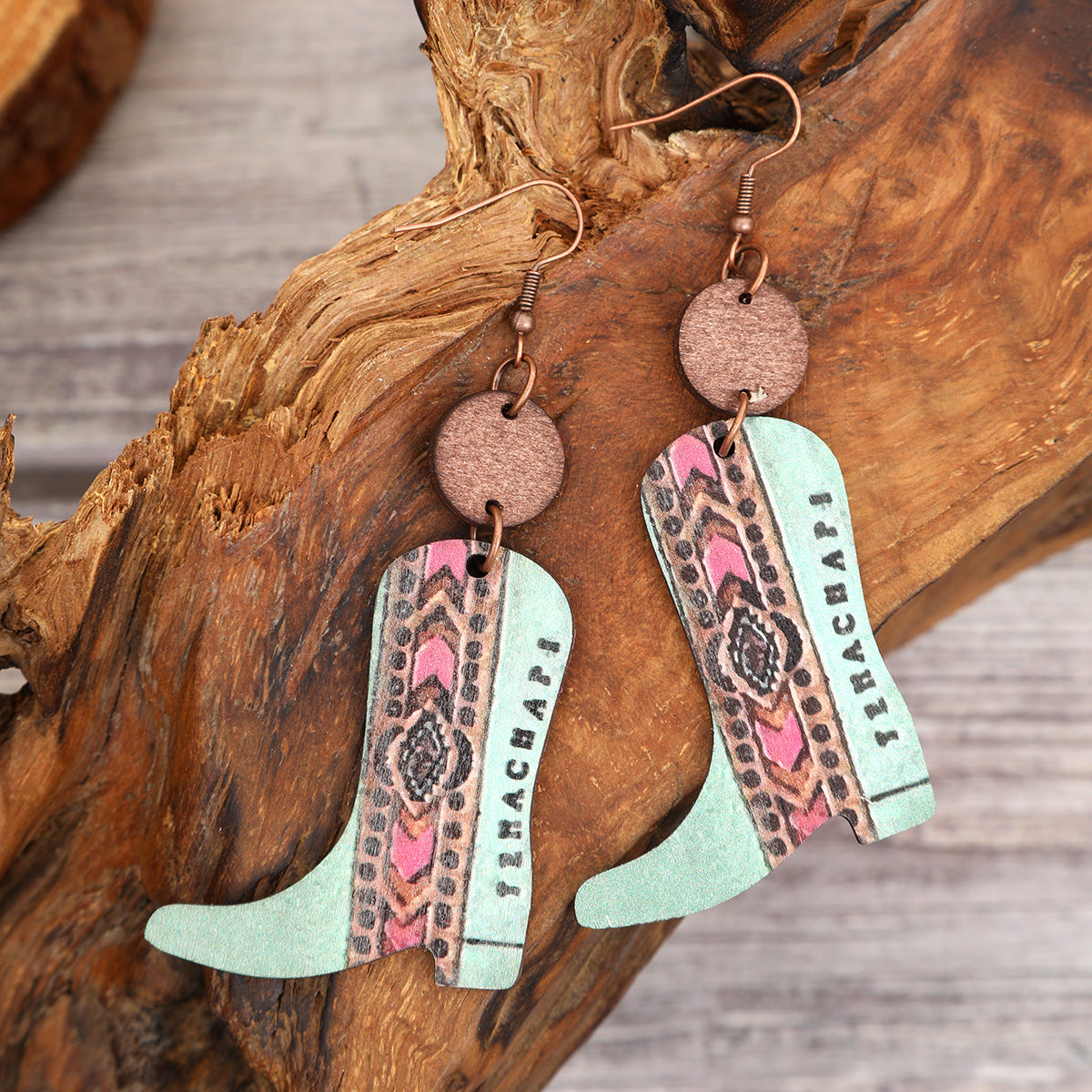 Wholesale Wooden Flower Drop Earrings Vintage Bohemian Ear Jewelry for Women