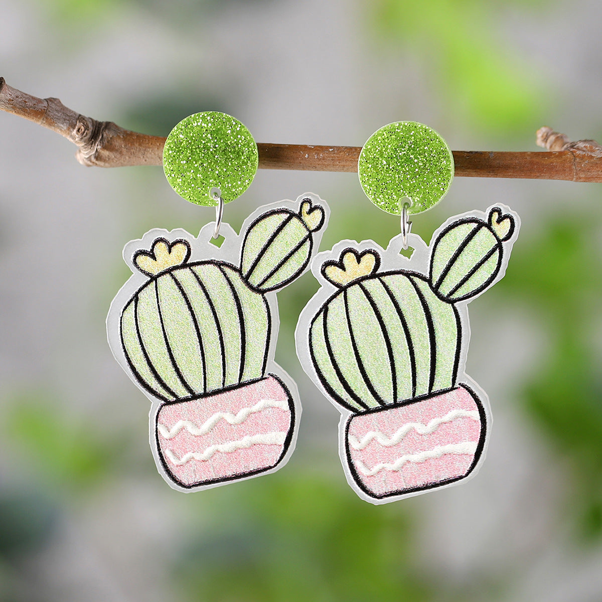 Wholesale Flower Plant Pot Acrylic Pendant Earrings