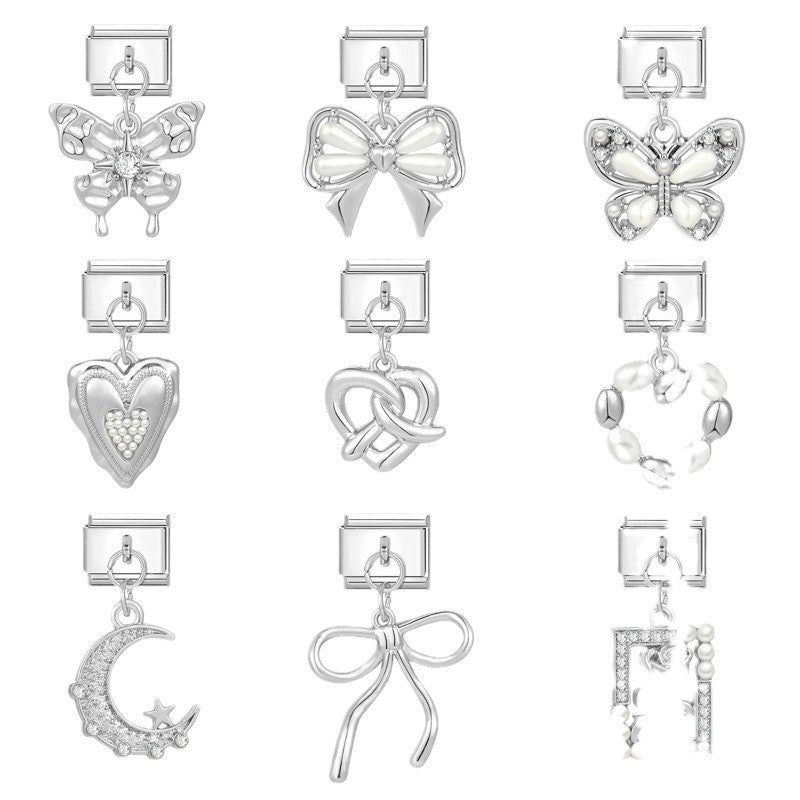 Wholesale Italian Charm Bracelet 9mm DIY Splicing Heart Pendant Stainless Steel Composable Bracelet