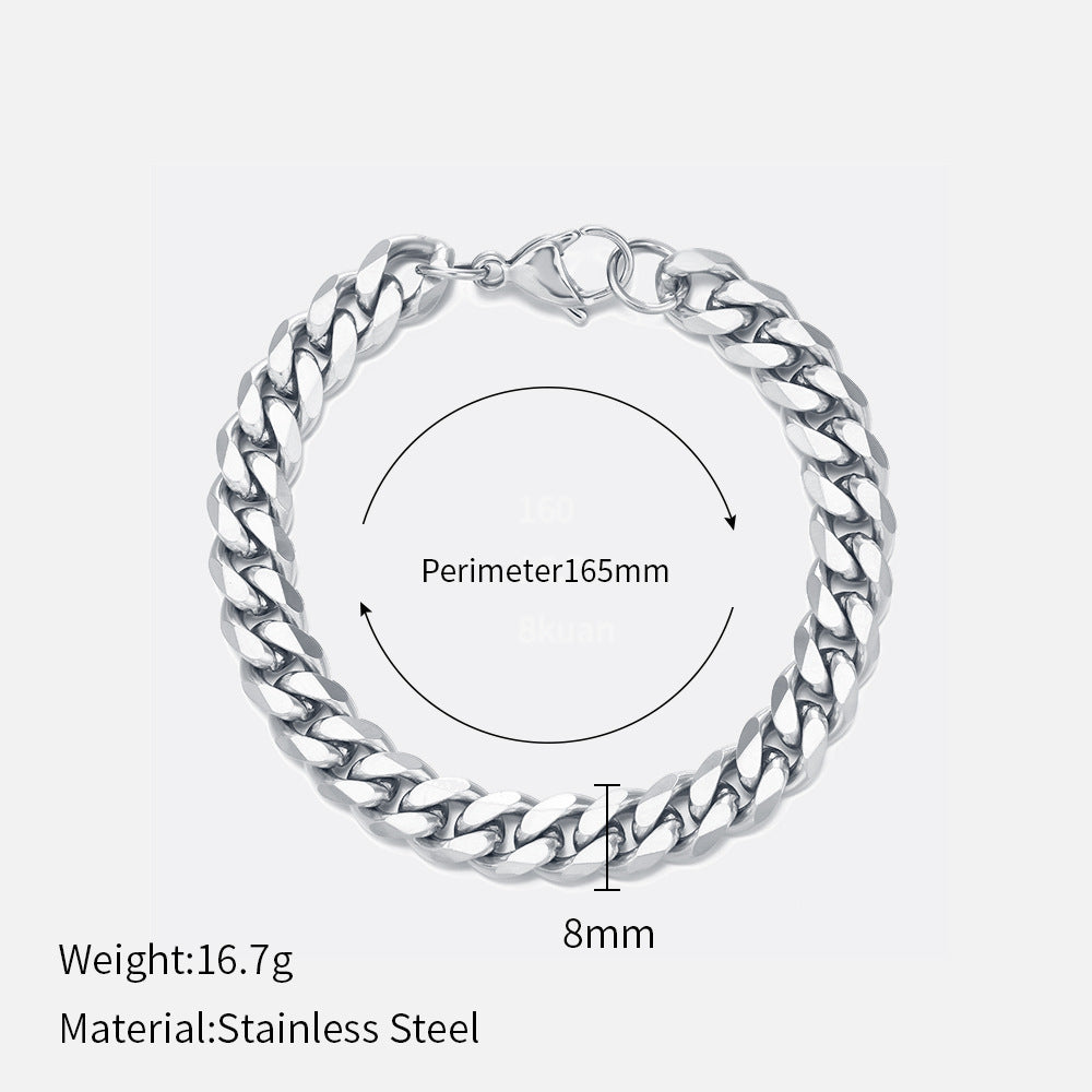 Wholesale  Stainless Steel Bracelets Real Gold Electroplating Smooth  Cuban Chain