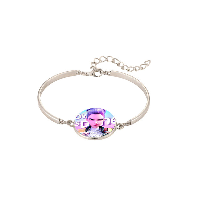 Wholesale Demon Hunters Time Gem Silver Bracelet kpop