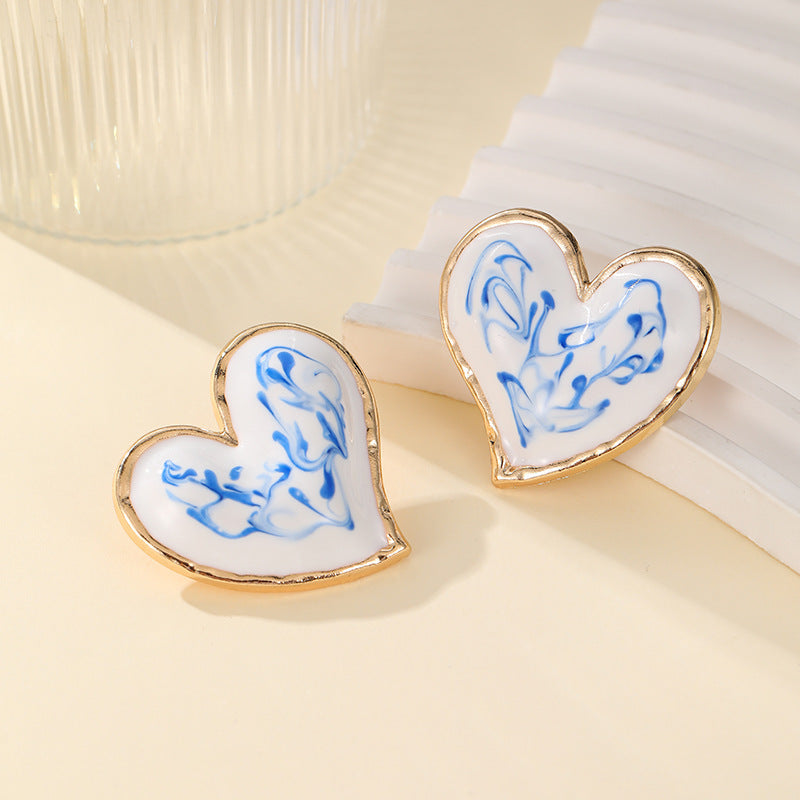 Wholesale Oil Dripping Flower Love Earrings