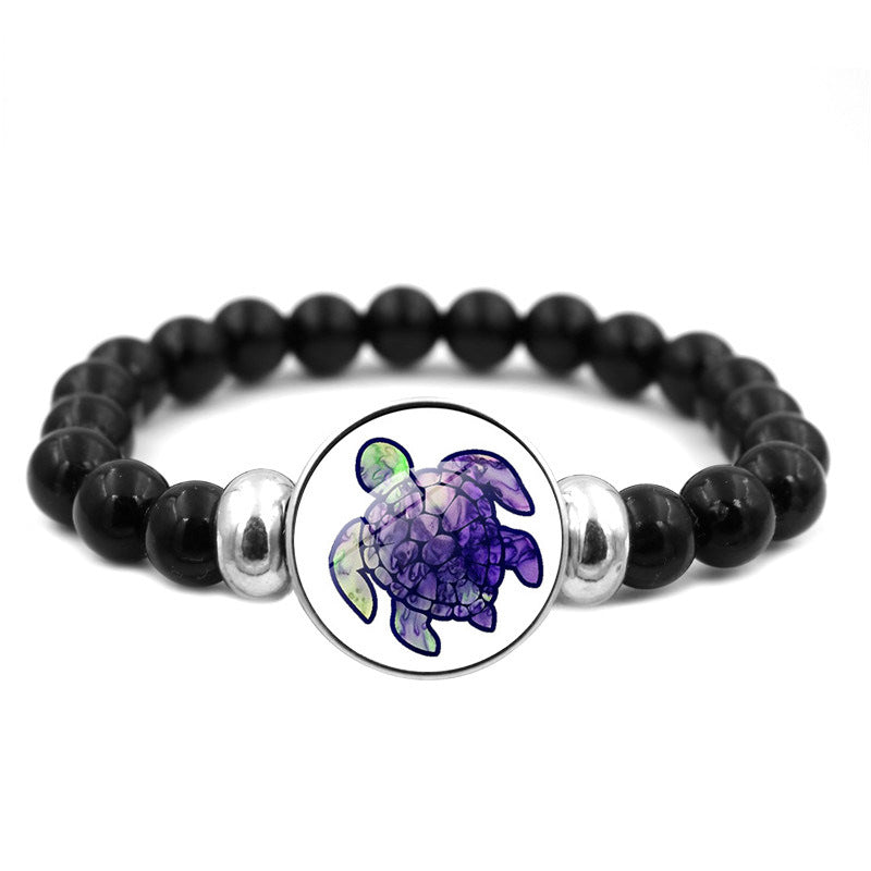 Wholesale Rendering Color Turtle Bracelet Black Elastic Beaded Resin Bracelet ACC-BT-JiaYun001