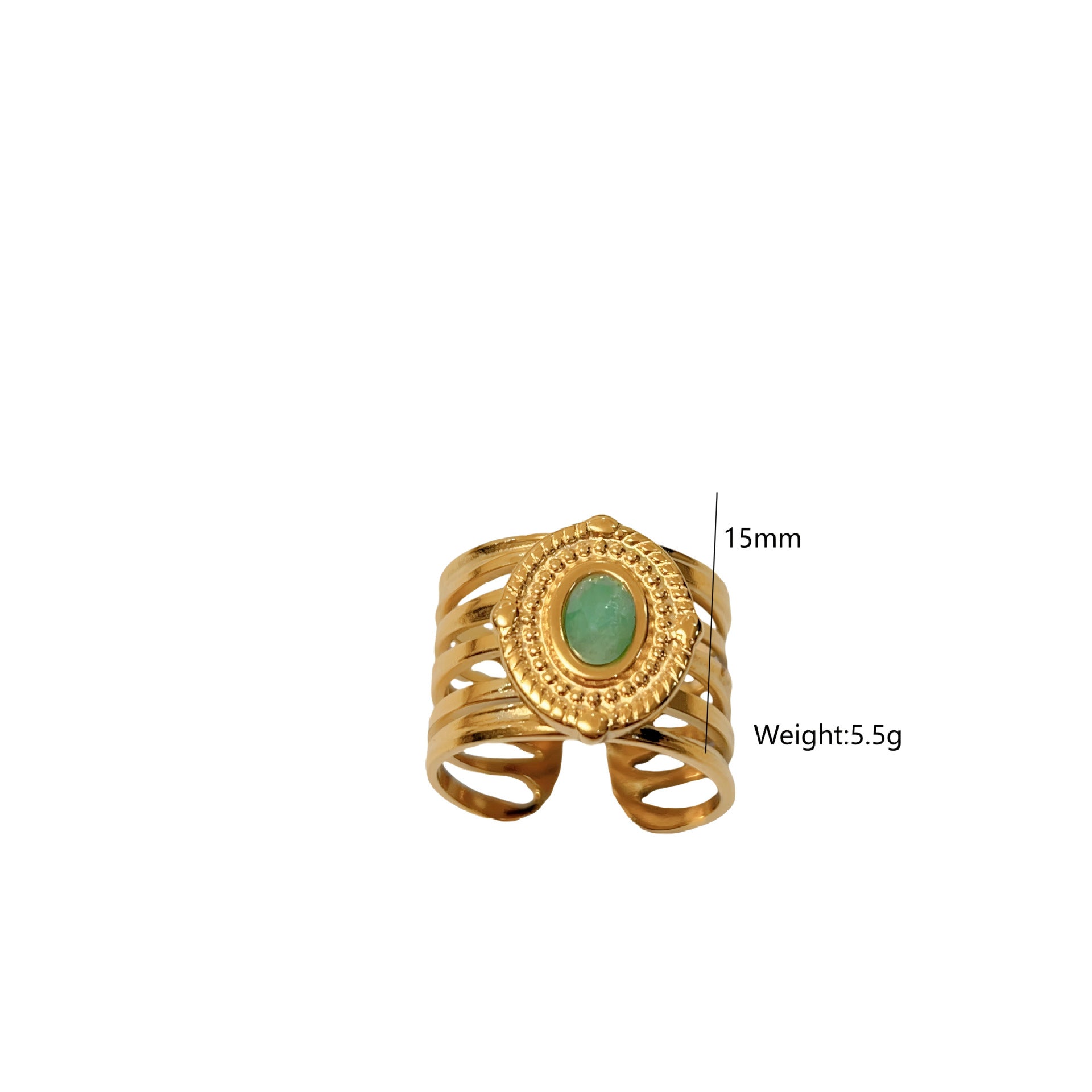 Wholesale Titanium Steel simple Joker cut face natural stone ring