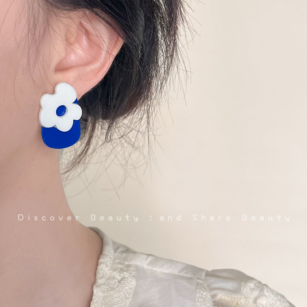 Wholesale Blue oil-drop retro earrings
